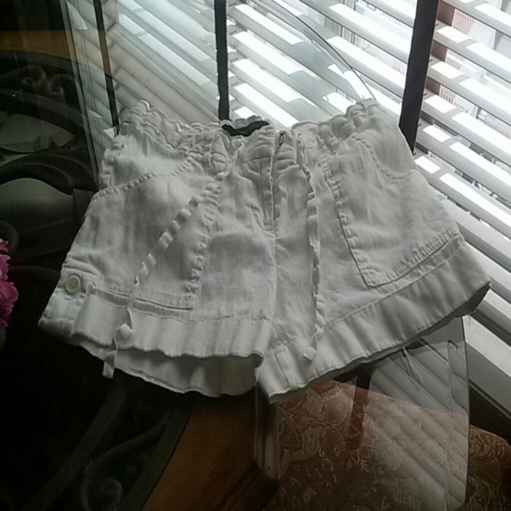 BCBGMAXAZRIA White Linen Shorts 6